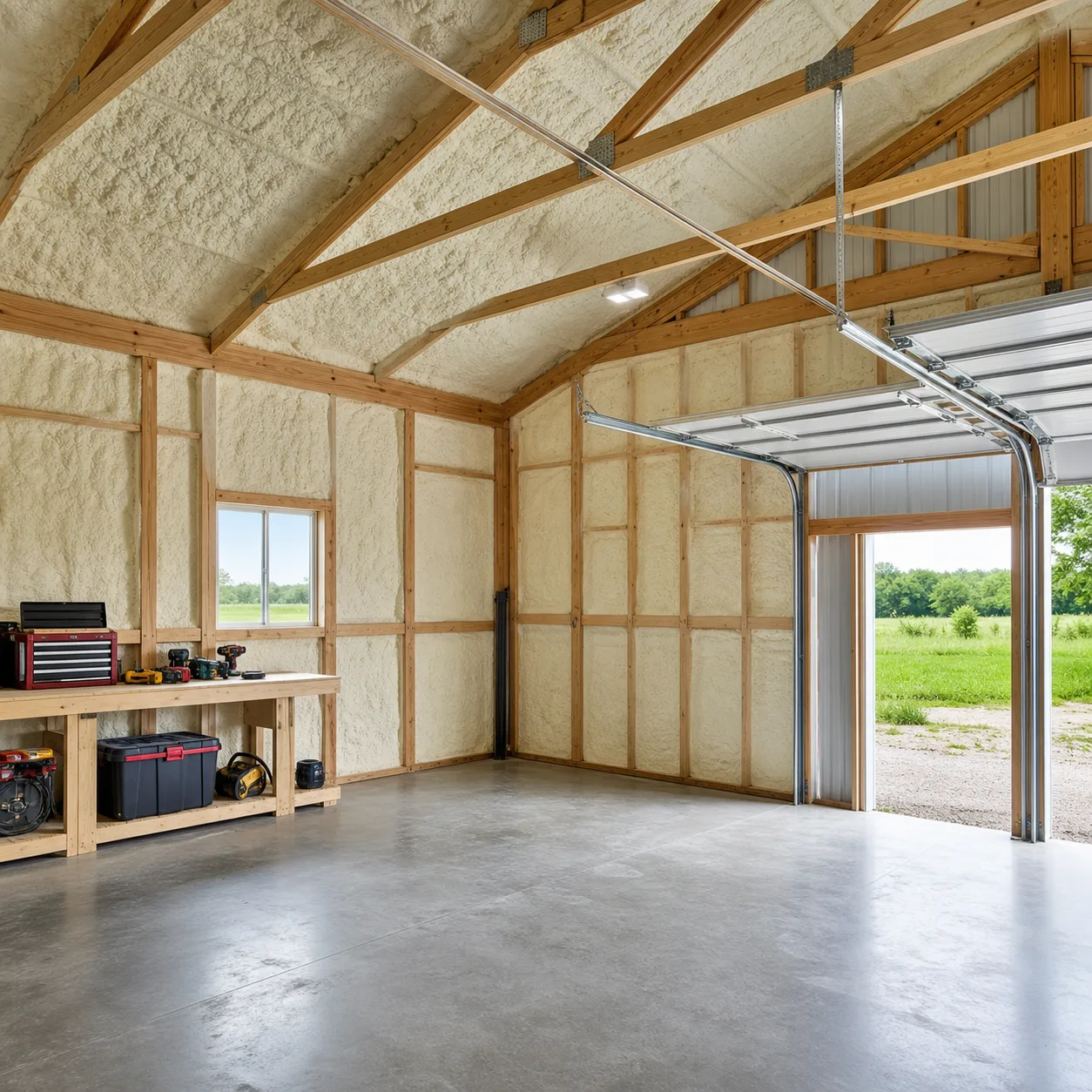 Spray foam insulation for a pole barn shop or garage in Yakima